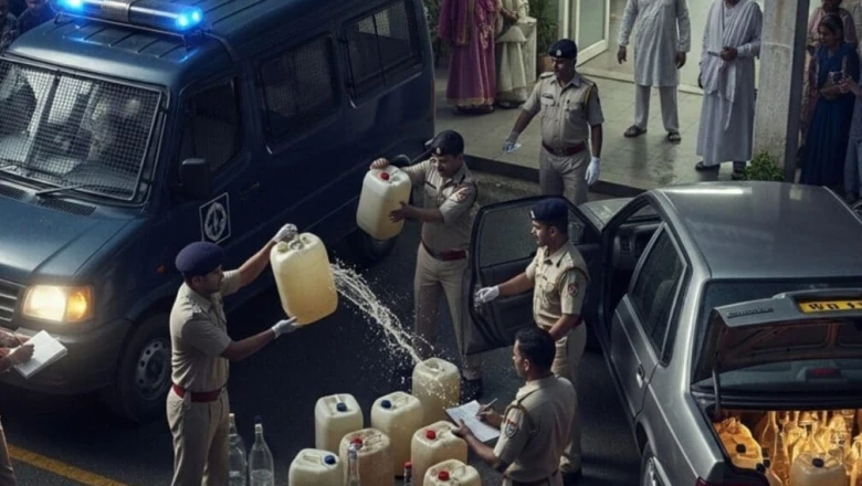 अस्पताल की पार्किंग में खड़ी कार से पुलिस ने पकड़ी लाखों की देसी शराब, मचा हड़कंप
