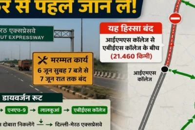 दिल्ली-मेरठ एक्सप्रेसवे का यह हिस्सा 7 जून तक बंद, जानें डायवर्जन कहां से और कैसे करें सफर