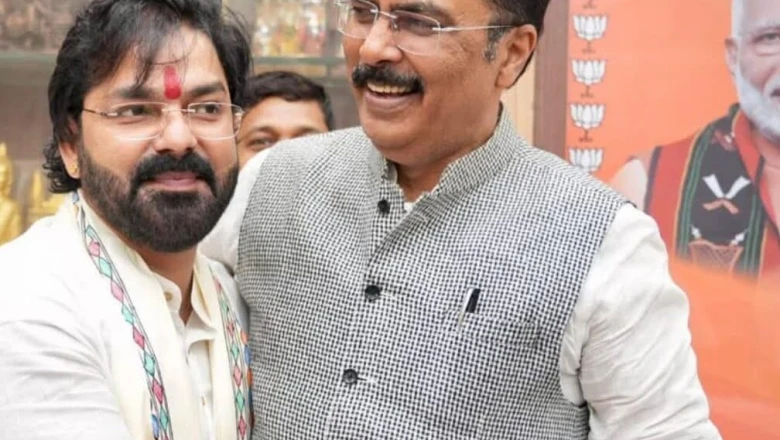 गले लगाया प्रदेश अध्यक्ष ने, गूंजे जोशीले नारे: भाजपा कार्यालय में दिखी पवन सिंह की धमक