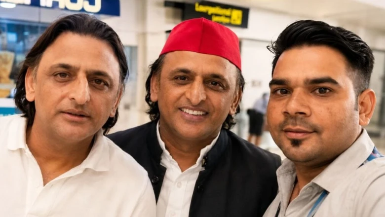 लाल टोपी छोड़ बदले अंदाज में दिखे अखिलेश यादव, एयरपोर्ट पर राहुल गांधी जैसी टी-शर्ट में आए नजर