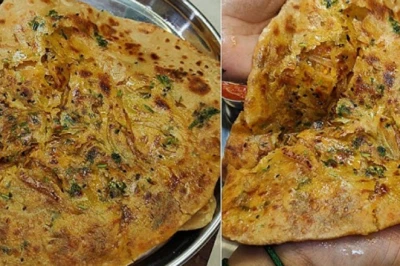 घर पर शेफ जैसा बनाएं बेसन-प्याज का चटपटा पराठा, डिनर के लिए लाजवाब विकल्प, जानें पूरी रेसिपी