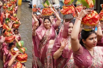 मूसलाधार बारिश में भी अडिग रही श्रद्धा, 1100 महिलाओं ने सिर पर कलश लेकर निकाली कलश यात्रा, गूंजे 'जय श्री श्याम' के जयकारे