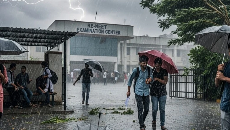 कोटा में री-नीट परीक्षा के दौरान आंधी-तूफान का कहर, केंद्रों पर टूटीं खिड़कियां
