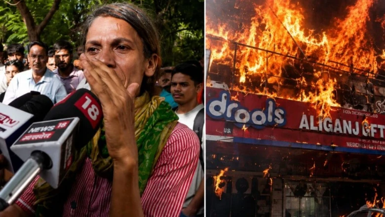 लखनऊ कोचिंग अग्निकांड: मलबे के बीच पहुंची महिला, बेजुबान जानवरों के लिए छलके आंसू