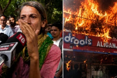लखनऊ कोचिंग अग्निकांड: मलबे के बीच पहुंची महिला, बेजुबान जानवरों के लिए छलके आंसू