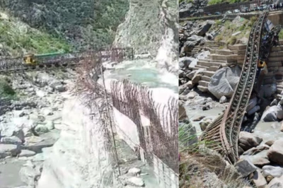 हिमाचल प्रदेश: किन्नौर में देखते ही देखते ढह गया लोहे का पुल, डंपर समेत नीचे गिरा ढांचा