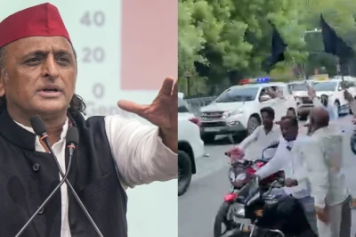 प्रयागराज में अखिलेश यादव का जोरदार विरोध, दिखाए गए काले झंडे