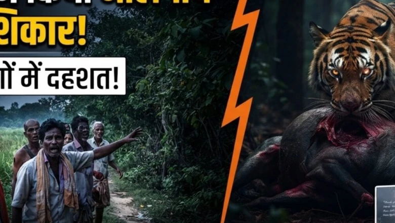 वाल्मीकि टाइगर रिजर्व से सटे इलाकों में बाघ की दस्तक, हल्दी के खेत में नीलगाय का शिकार देख ग्रामीणों में दहशत