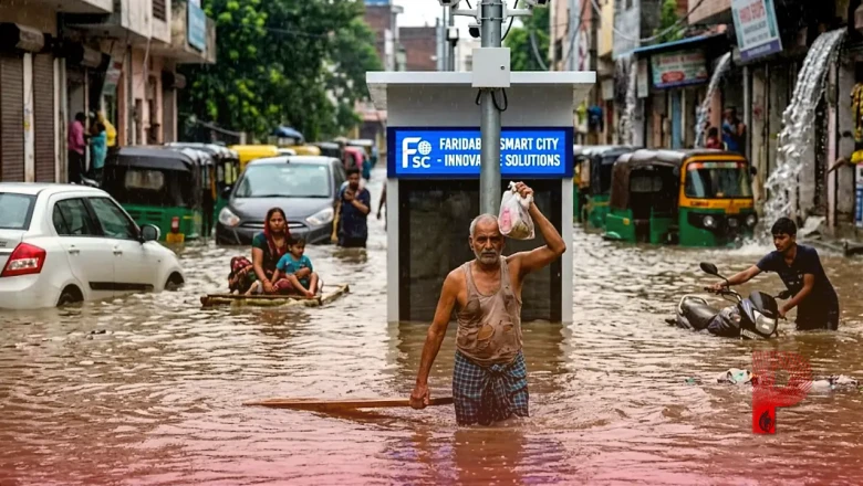 फरीदाबाद की भीमसेन कॉलोनी का बुरा हाल: मॉनसून की पहली बारिश में तैरने को मजबूर लोग, स्मार्ट सिटी के दावों की खुली पोल