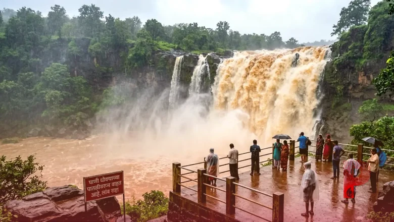 डांग में मूसलाधार बारिश से नदियां उफान पर, गीरा झरने का दिखा विकराल रूप
