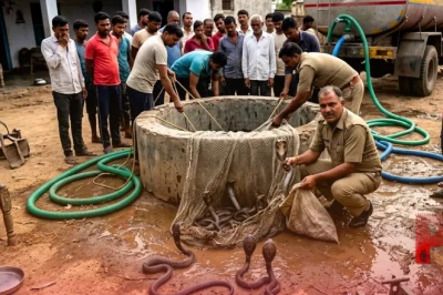 मंदसौर में हैरान करने वाला रेस्क्यू: घर के कुएं से निकले 20 कोबरा सांप, बाहर निकालने के लिए डालना पड़ा 7 टैंकर पानी