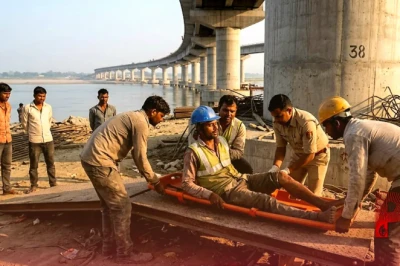 समस्तीपुर में निर्माणाधीन गंगा सेतु पर बड़ा हादसा: पिलर नंबर 38 पर काम के दौरान गिरे मजदूर, कई घायल