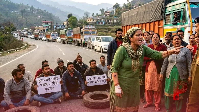 मंडी में जमीन विवाद ने पकड़ा तूल: महिला से मारपीट के बाद गुस्साए लोगों ने हाईवे किया जाम