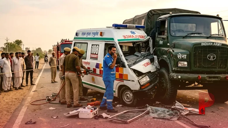 राजस्थान में दो भीषण सड़क हादसे: श्रीगंगानगर में सेना के ट्रक और एंबुलेंस की भिड़ंत में 3 की मौत, धौलपुर में बस-ट्रक टक्कर में 32 घायल