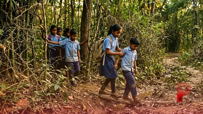 सीतामढ़ी में दबंगों की मनमानी: स्कूल का मुख्य रास्ता बंद होने से जान जोखिम में डालकर जंगल पार करने को मजबूर मासूम बच्चे