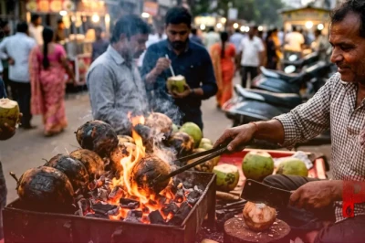 हैदराबाद में छाया 'बर्न कोकोनट' का जादू, कोयले की आंच पर तैयार खास भुने नारियल पानी की धूम