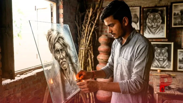 किसान के बेटे का अनोखा हुनर! बिना ब्रश और रंग के धुएं से कांच पर बनाते हैं अद्भुत पेंटिंग, देश-विदेश तक फैली ख्याति