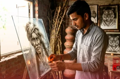 किसान के बेटे का अनोखा हुनर! बिना ब्रश और रंग के धुएं से कांच पर बनाते हैं अद्भुत पेंटिंग, देश-विदेश तक फैली ख्याति