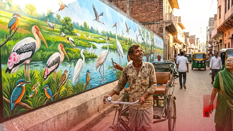 भरतपुर की सड़कों पर अब चहचहाएंगे दुर्लभ पक्षी, दीवारों पर उकेरी गई केवलादेव पार्क की खूबसूरती