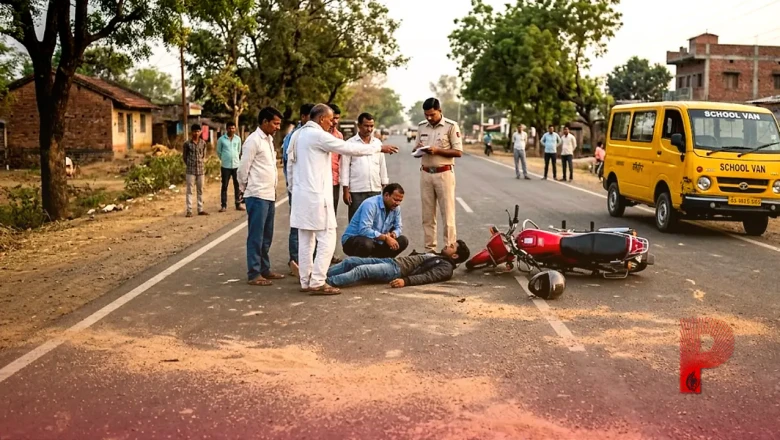 सीहोर: सड़क पर बिखरी रेत बनी मौत का कारण, बाइक और स्कूल वैन की भिड़ंत में युवक ने तोड़ा दम