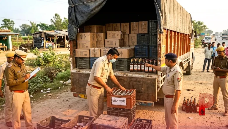 वैशाली में शराब तस्करी का अनोखा तरीका बेनकाब: ट्रक में जीरा पानी की आड़ में छिपाई थी 6132 लीटर शराब