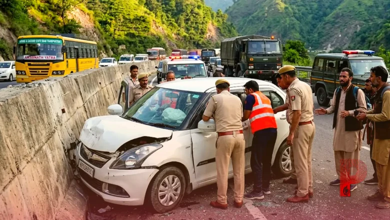 अमरनाथ यात्रा के बीच उधमपुर में बड़ा सड़क हादसा, हाईवे पर अनियंत्रित होकर दीवार से टकराई कार