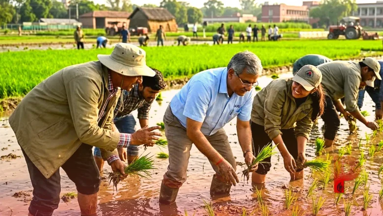पूसा का अनूठा प्रयोग: जब कुलपति और वैज्ञानिकों ने छोड़ा दफ्तर और छात्रों के साथ उतरे धान के खेत में