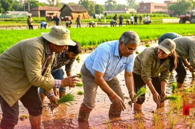 पूसा का अनूठा प्रयोग: जब कुलपति और वैज्ञानिकों ने छोड़ा दफ्तर और छात्रों के साथ उतरे धान के खेत में