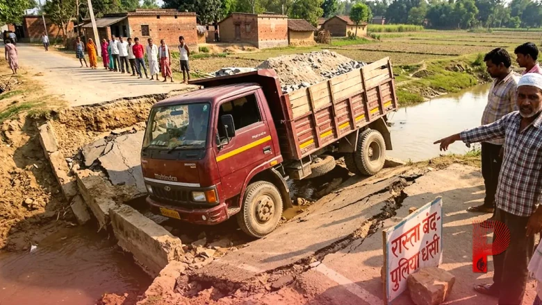 नवादा: ओवरलोडेड वाहनों के दबाव से धंसी पुलिया, दर्जनभर गांवों का मुख्यालय से टूटा संपर्क