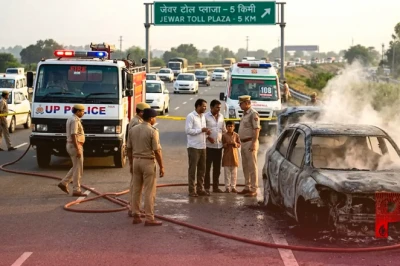 बाल कथावाचक अभिनव अरोड़ा और उनके परिवार के साथ यमुना एक्सप्रेसवे पर बड़ा हादसा, चलती कार बनी आग का गोला