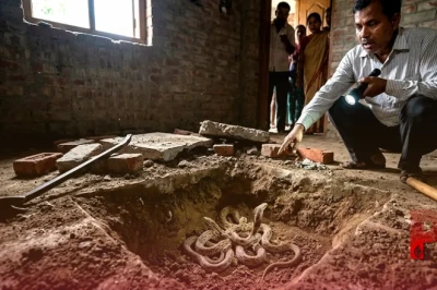 पूर्णिया में मकान मालिक ने तुड़वाया कमरे का फर्श, मिट्टी के नीचे से निकला जहरीले सांपों का जखीरा