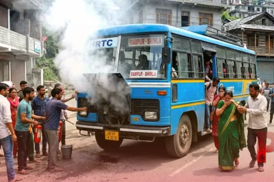 रामपुर में एचआरटीसी बस के इंजन से निकला धुआं, मची अफरातफरी, खटारा बसों की हालत पर उठे गंभीर सवाल