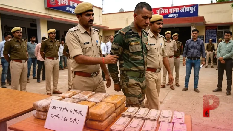 जोधपुर में नशीले पदार्थों के खिलाफ पुलिस का बड़ा प्रहार: 8 किलो अफीम और 1.06 करोड़ रुपये के साथ असम राइफल का जवान गिरफ्तार