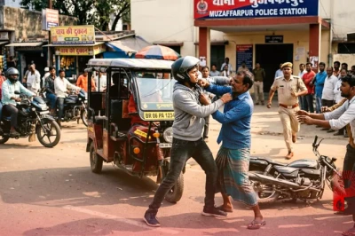 मुजफ्फरपुर में थाने के सामने सड़क पर मचा बवाल, साइड मांगने को लेकर ऑटो और बाइक सवार के बीच हुई भीषण मारपीट