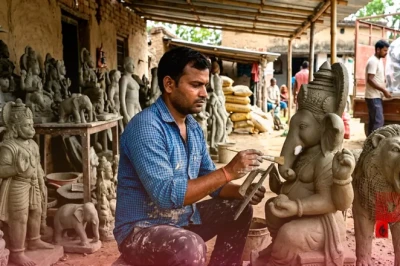 30 साल के पिंटू की अनोखी कलाकारी, सीमेंट से बनाई मूर्तियों की बिहार से झारखंड तक है भारी मांग