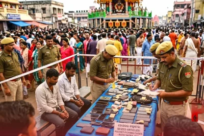पुरी रथयात्रा में जेबकतरों पर पुलिस का शिकंजा: 103 शातिर चोर गिरफ्तार, 203 मोबाइल फोन बरामद