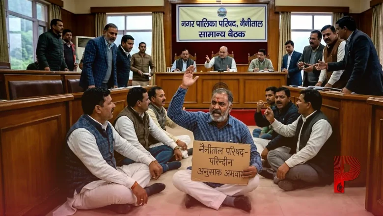 नैनीताल नगर पालिका की बैठक में हंगामा, सभासदों ने जमीन पर बैठकर जताया विरोध