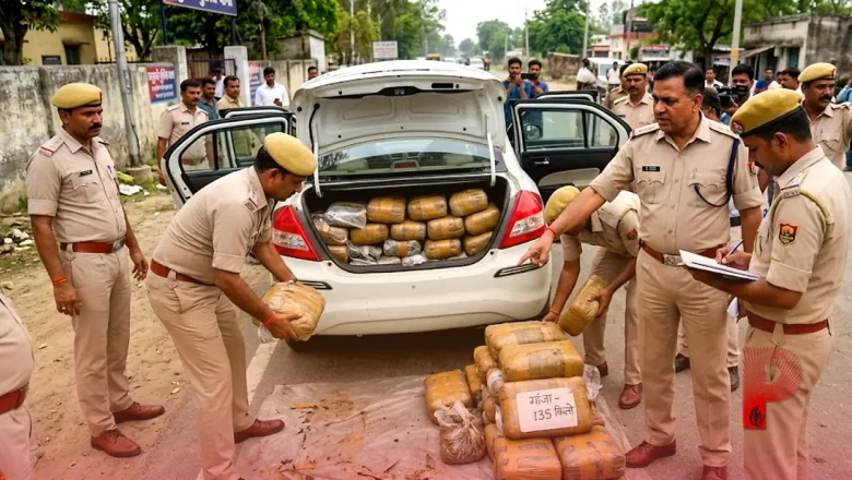 मधुबनी पुलिस की बड़ी कामयाबी, दिल्ली नंबर की कार से 135 किलो गांजा जब्त