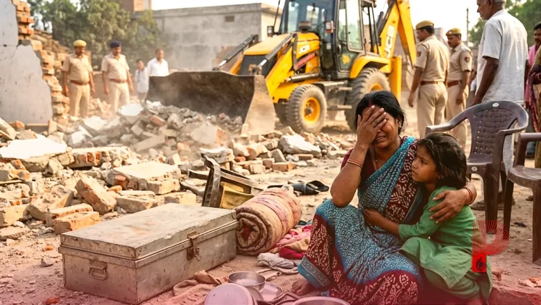 मुंगेर में बुलडोजर एक्शन से बेघर हुए लोग, बोले- सामान निकालने तक की नहीं मिली मोहलत