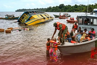 गुयाना में भीषण समुद्री हादसा: 116 यात्रियों से भरी फेरी डूबी, बचाव कार्य युद्धस्तर पर जारी