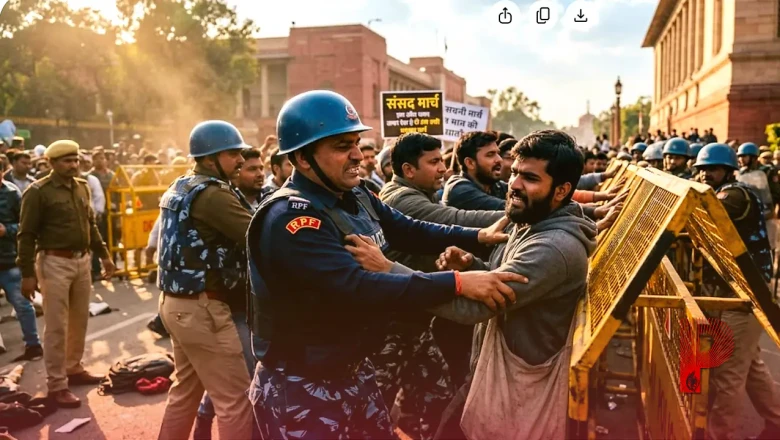 दिल्ली: संसद मार्च के दौरान RPF और प्रदर्शनकारियों में भिड़ंत, इलाके में सुरक्षा के कड़े इंतजाम