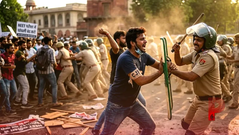 NEET पेपर लीक विवाद: CJP का प्रदर्शन हुआ हिंसक, अमित शाह और धर्मेंद्र प्रधान की बैठक जारी
