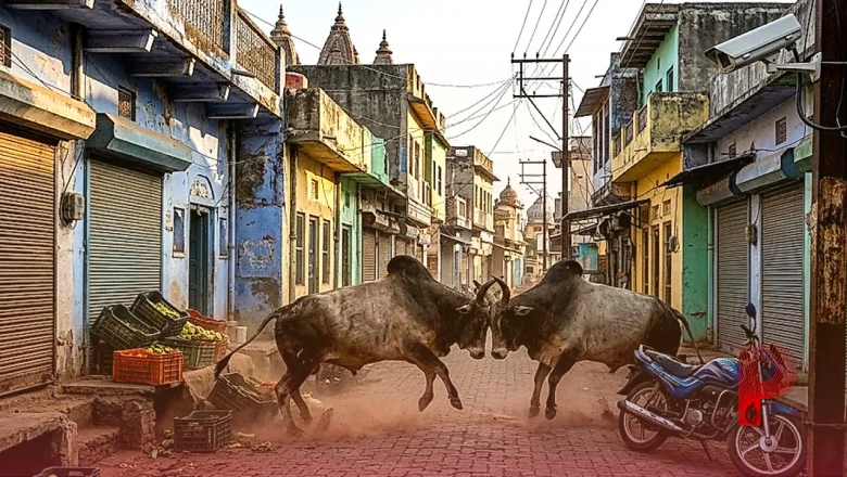 मंदसौर: सड़क पर लड़ते सांडों की चपेट में आए स्कूल से लौटते बच्चे, CCTV में कैद हुआ खौफनाक मंजर