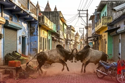 मंदसौर: सड़क पर लड़ते सांडों की चपेट में आए स्कूल से लौटते बच्चे, CCTV में कैद हुआ खौफनाक मंजर