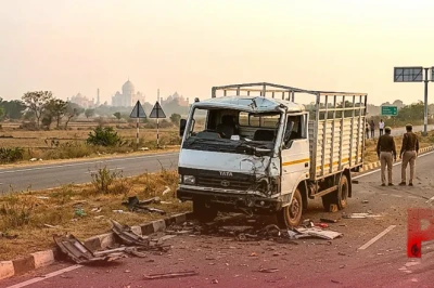 आगरा में दर्दनाक सड़क हादसा: राम मंदिर के दर्शन कर लौट रहे फरीदाबाद के 2 जिम संचालकों की कैंटर से टकराकर मौत