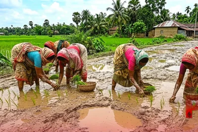 पश्चिम बंगाल: खराब सड़क और गड्ढों से परेशान महिलाओं ने अपनाया अनोखा तरीका, सड़क पर रोपी धान की फसल
