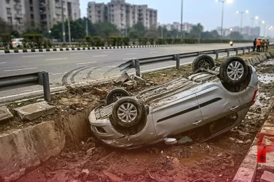 दिल्ली के वसंत कुंज में भीषण सड़क हादसा, नाले में कार पलटने से 20 वर्षीय छात्र की दर्दनाक मौत