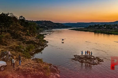खंडवा: पिकनिक मनाने गए चार युवक 11 घंटे तक टापू पर फंसे, ड्रोन से पहुंचाई गई मदद