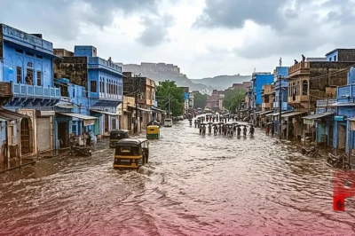जोधपुर में मूसलाधार बारिश: सड़कें बनीं नदियां, उमस से मिली राहत और किसानों में खुशी