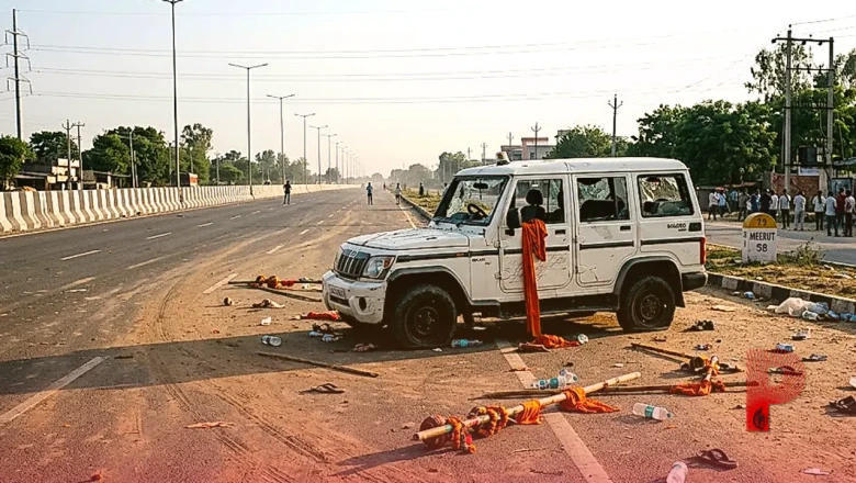 मेरठ में एनएच 58 पर कांवड़ियों के दो गुटों में भीषण टकराव, पुलिस की गाड़ी से खींचकर की गई पिटाई